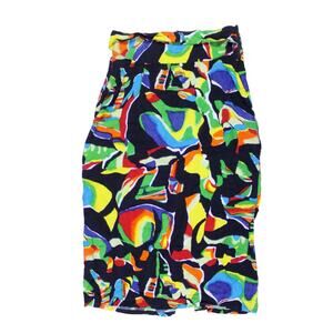 Vintage 80s 90s skirt colorful 100% rayon midi a-line loud rainbow 28" waist